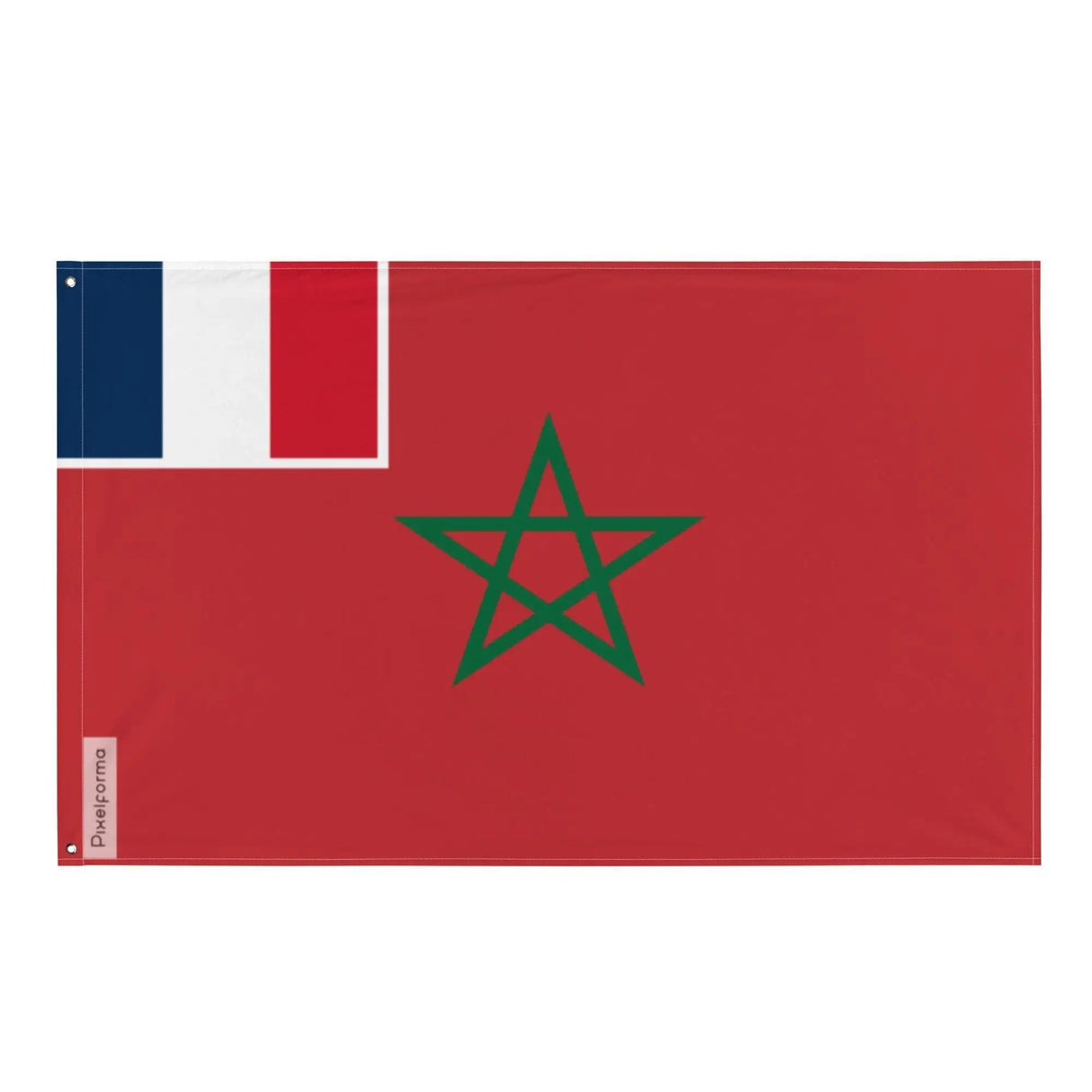 Drapeau marine marchande maroc polyester œillets à gauche