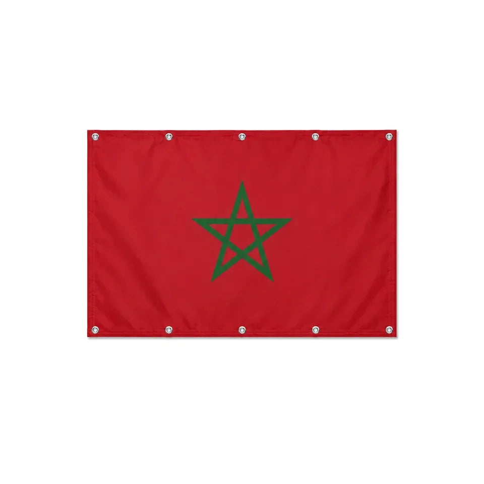 Drapeau du Maroc format S en polyester avec dix œillets