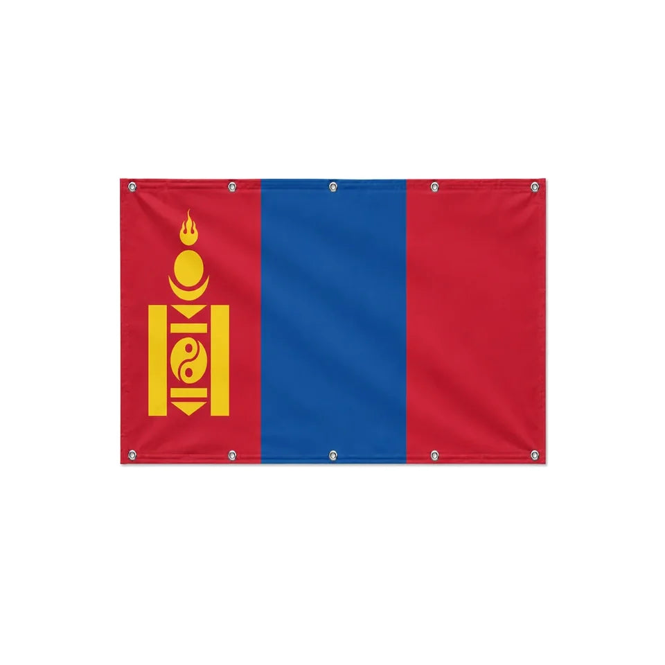 Drapeau de la Mongolie format S en polyester avec dix œillets