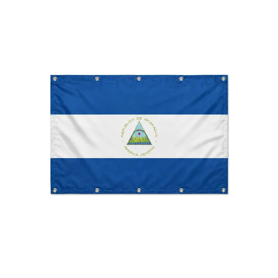 Drapeau du Nicaragua format S en polyester avec dix œillets