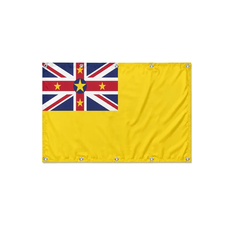 Drapeau de Niue format S en polyester avec dix œillets