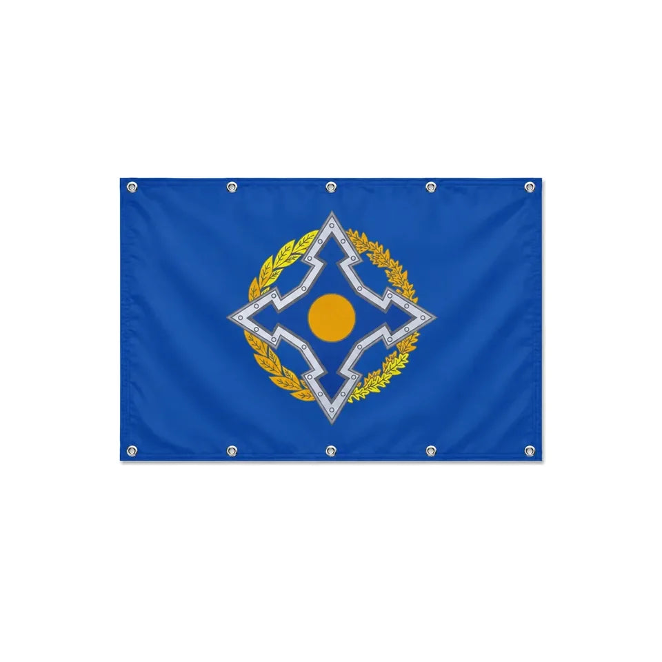 Drapeau de l'Organisation du traité de sécurité collective format S en polyester avec dix œillets