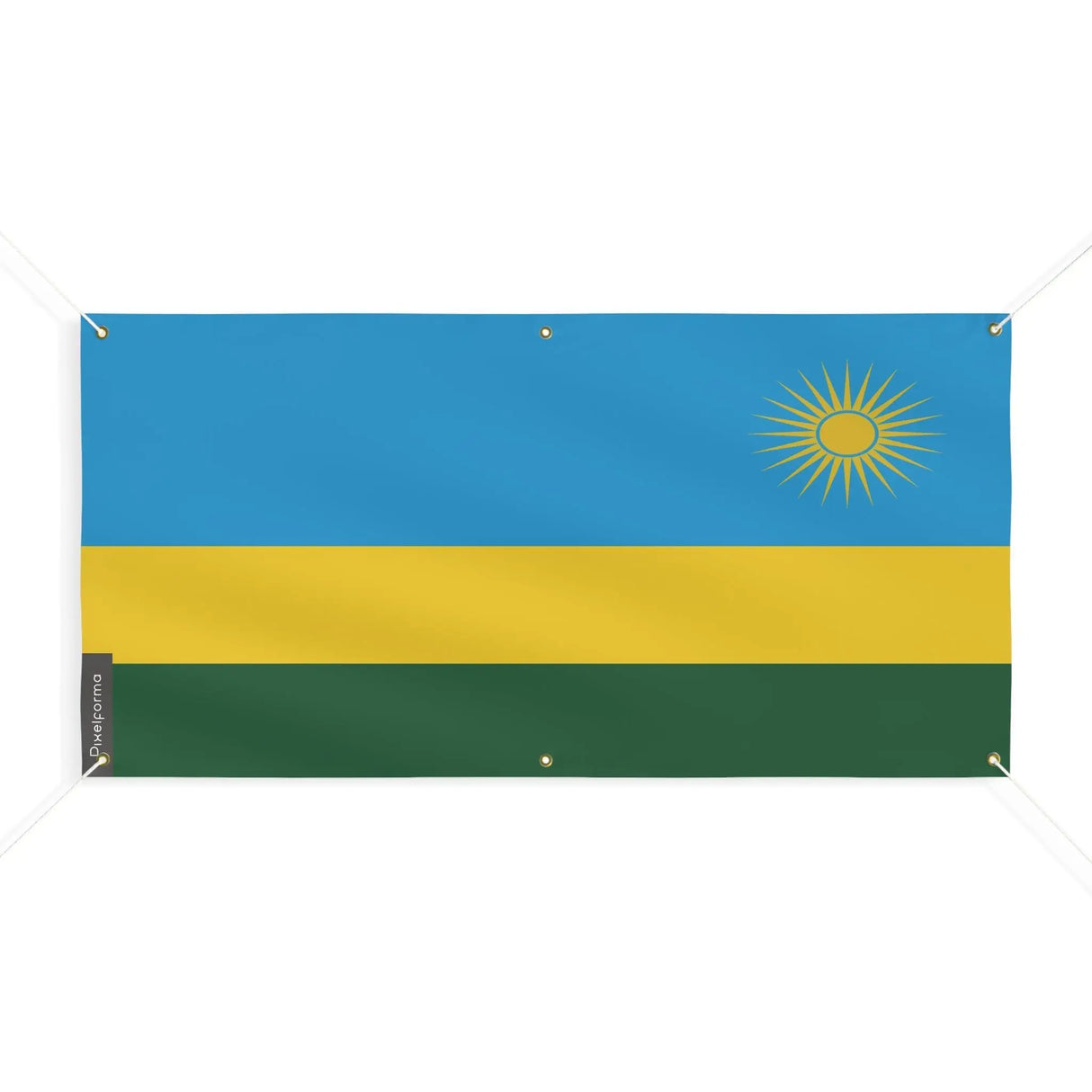 Drapeau rwanda polyester résistant usage extérieur intempéries