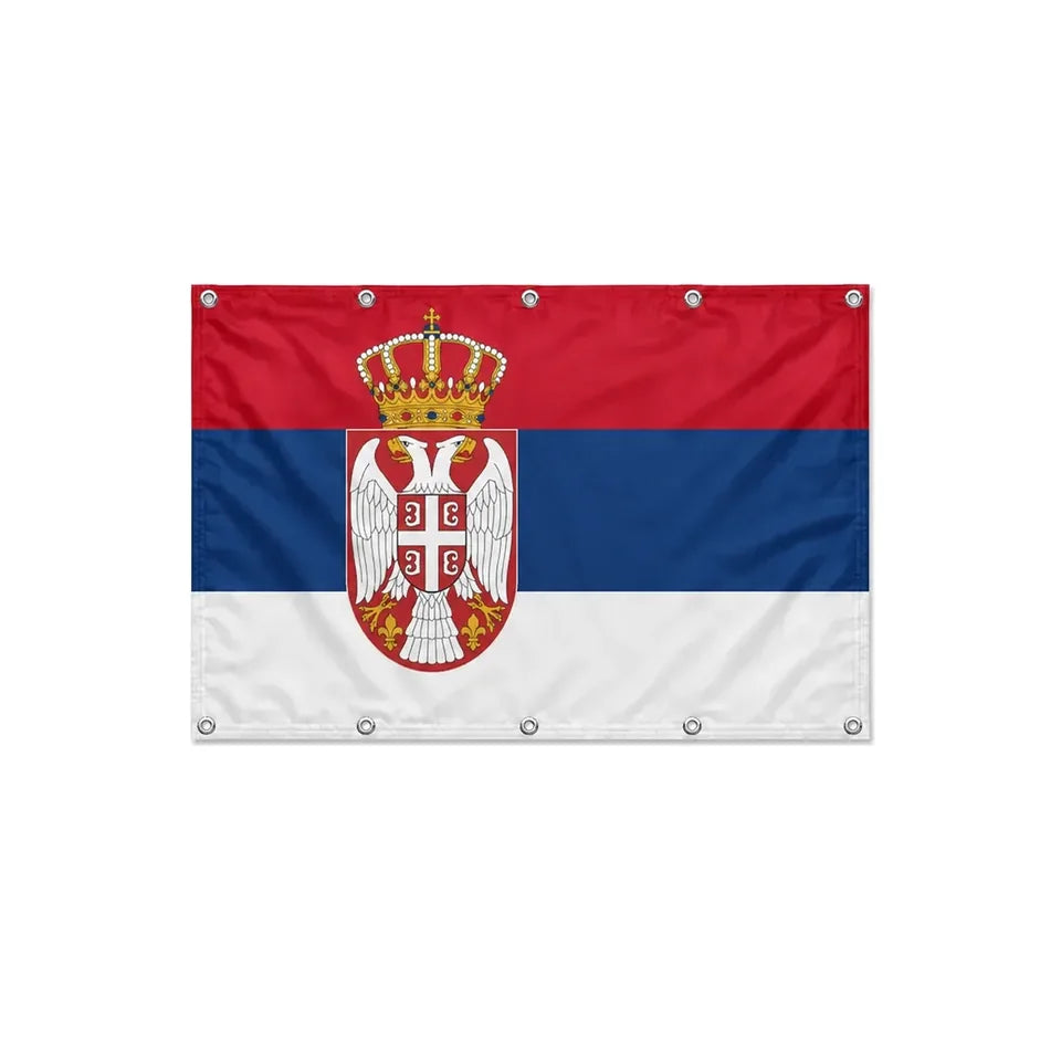 Drapeau de la Serbie format S en polyester avec dix œillets