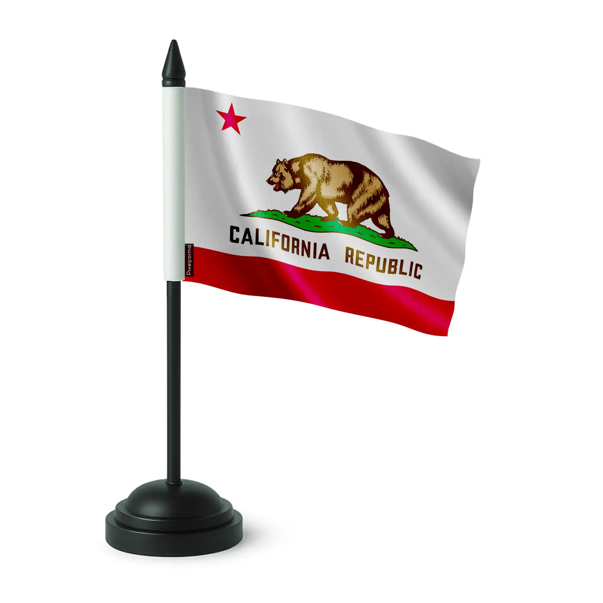 Drapeau table californie polyester avec socle plastique noir