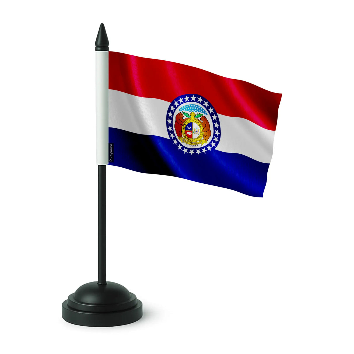 Drapeau table missouri polyester avec socle plastique noir