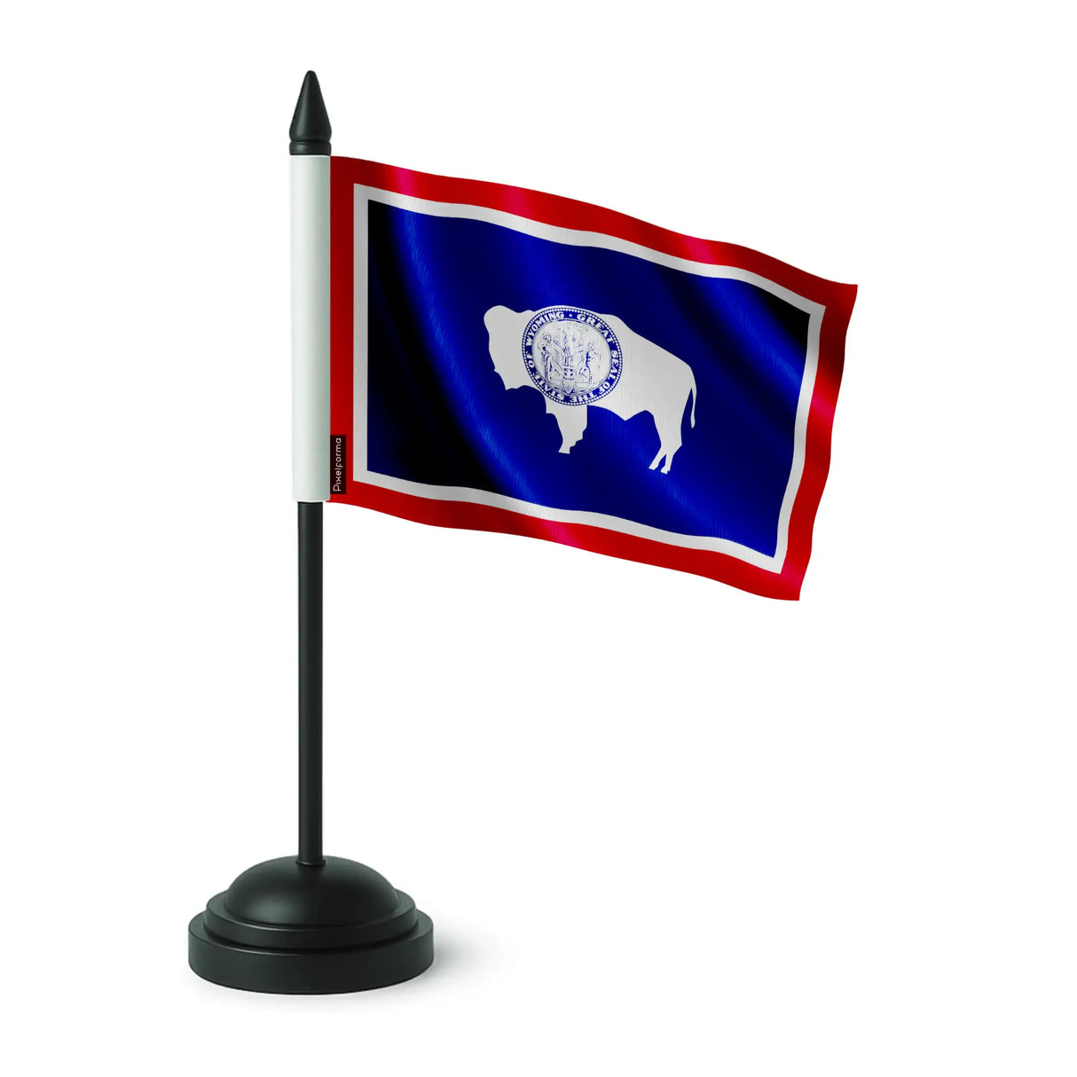 Drapeau table wyoming en polyester avec socle plastique noir