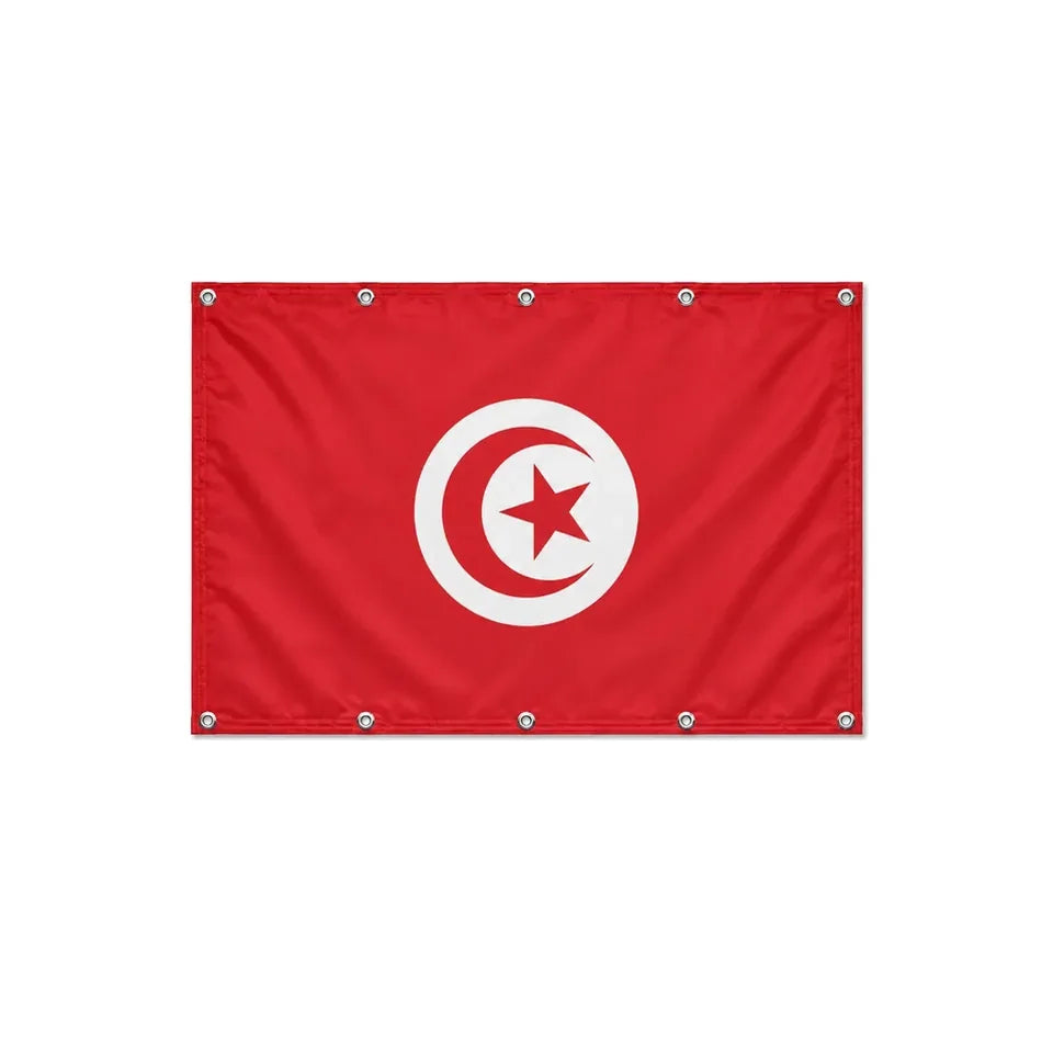 Drapeau de la Tunisie format S en polyester avec dix œillets