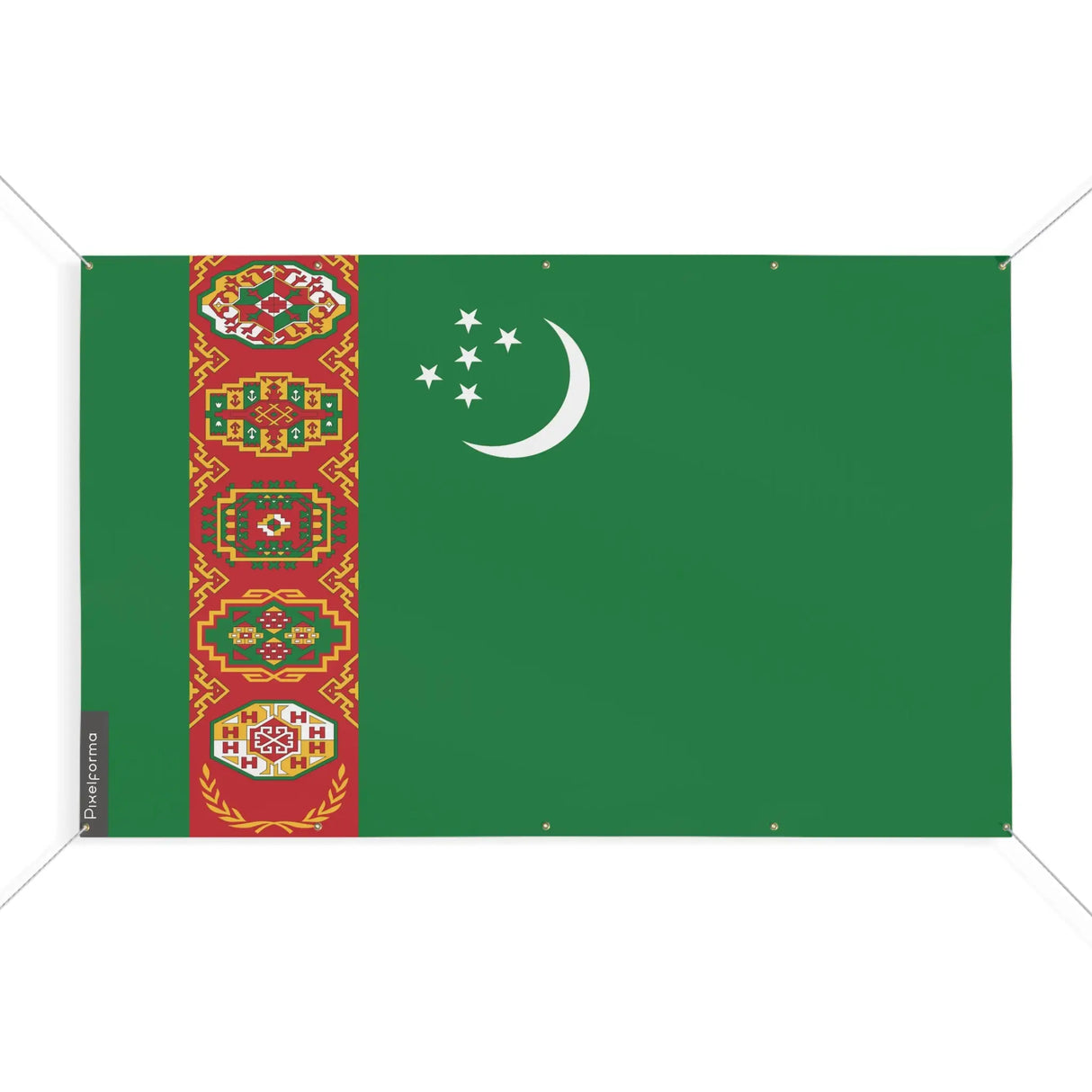 Drapeau turkménistan polyester résistant avec œillets