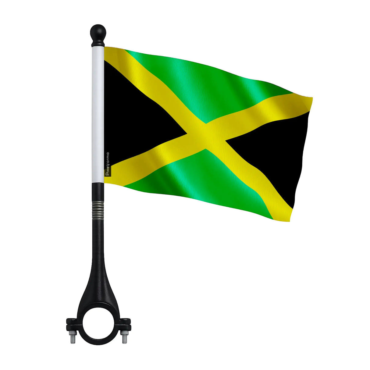Drapeau vélo jamaïque en polyester fixation pratique