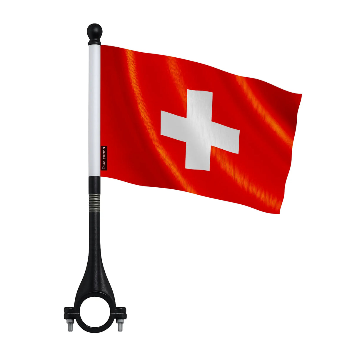 Drapeau vélo suisse en polyester pour fixation sécurisée