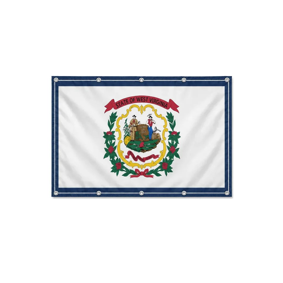 Drapeau de la Virginie-Occidentale format S en polyester avec dix œillets