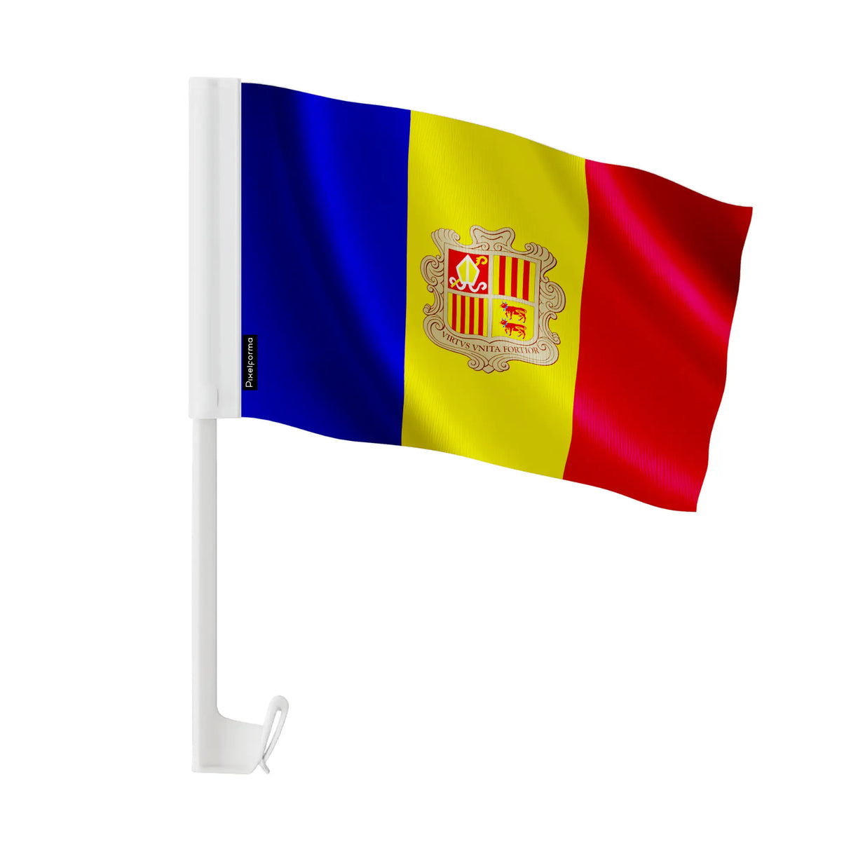 Drapeau voiture andorre polyester fixation fenêtre résistante