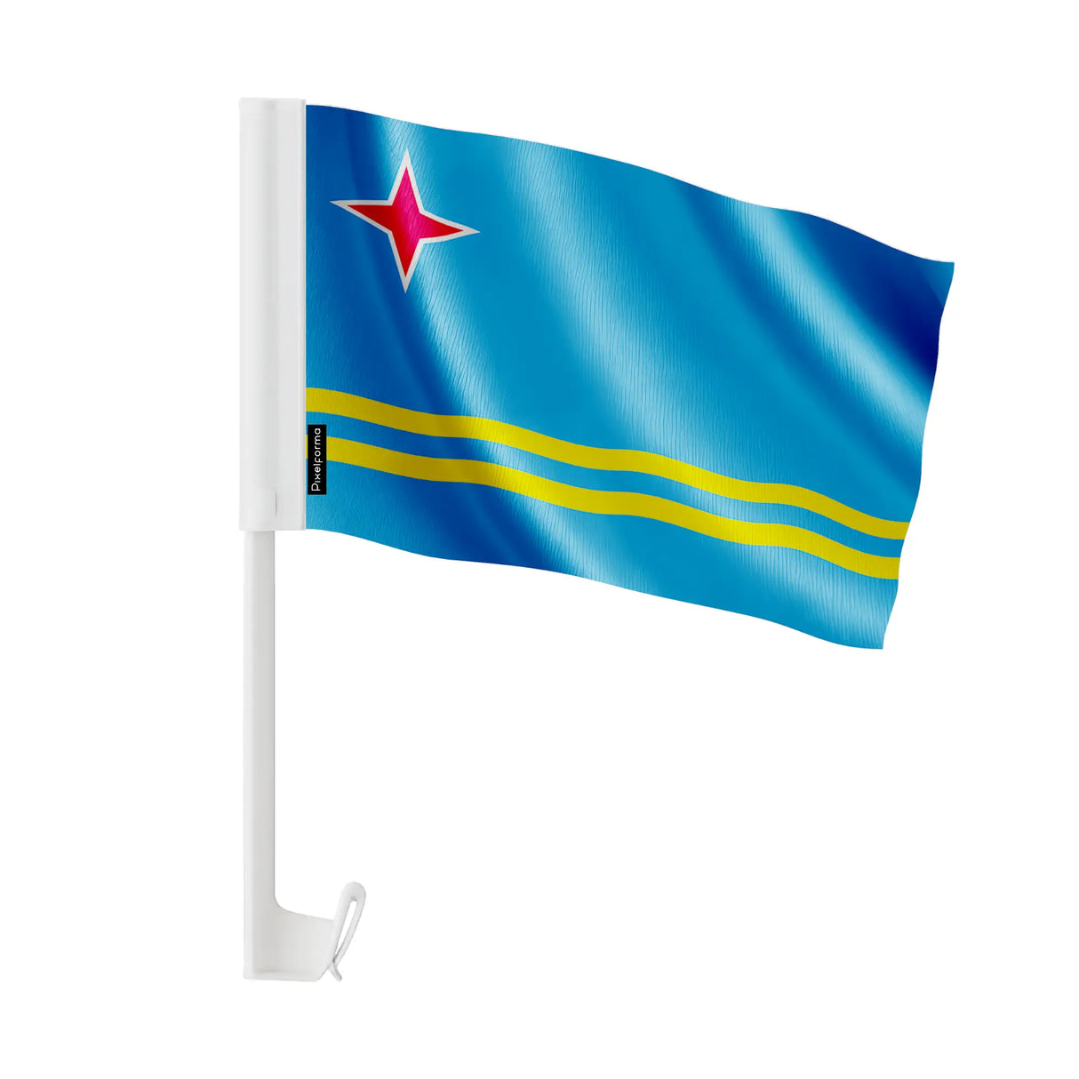 Drapeau voiture aruba polyester fixation sur fenêtre