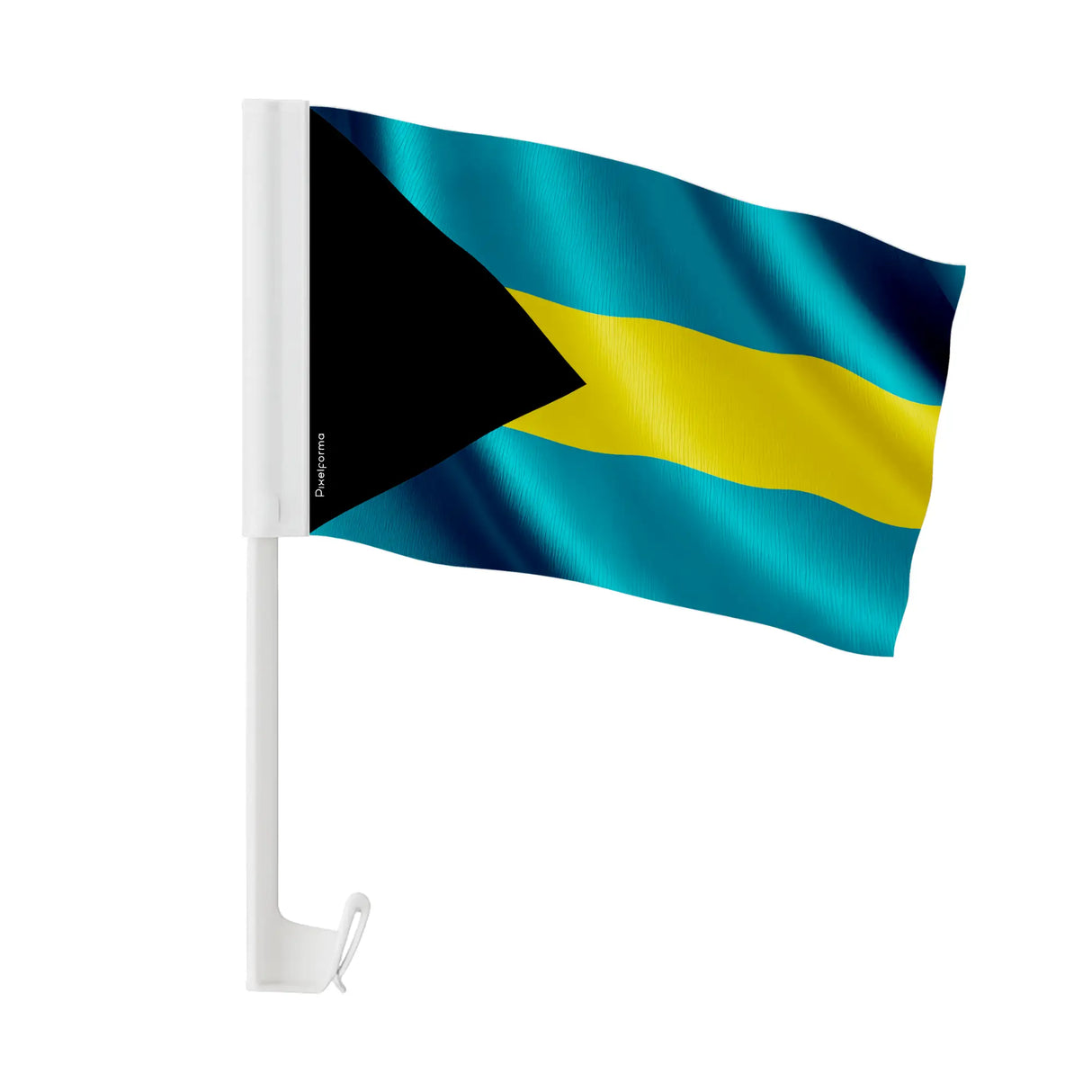 Drapeau voiture bahamas polyester fixation sur fenêtre