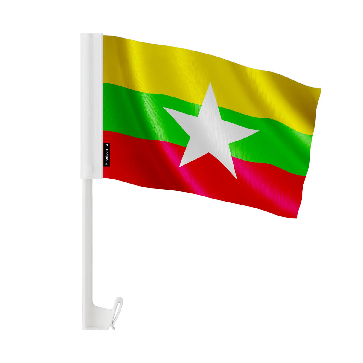 Drapeau voiture birmanie polyester fixation fenêtre solide