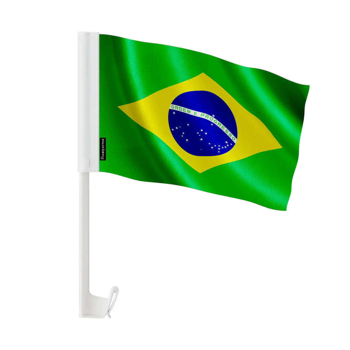 Drapeau voiture brésil en polyester fixation sur fenêtre