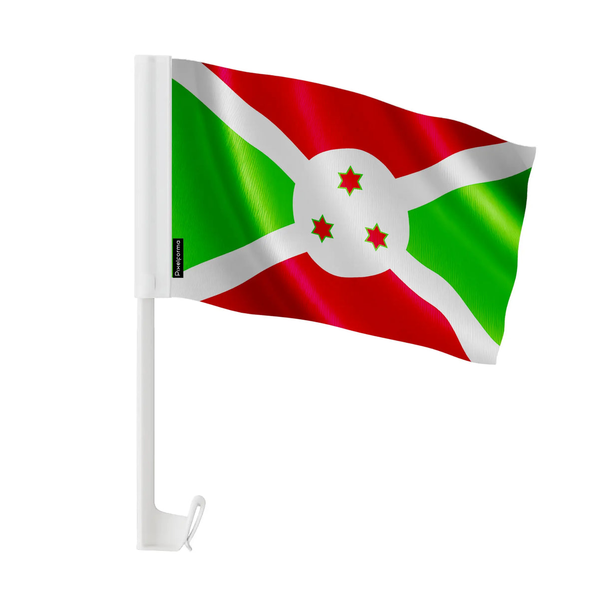 Drapeau voiture burundi en polyester fixation sur fenêtre