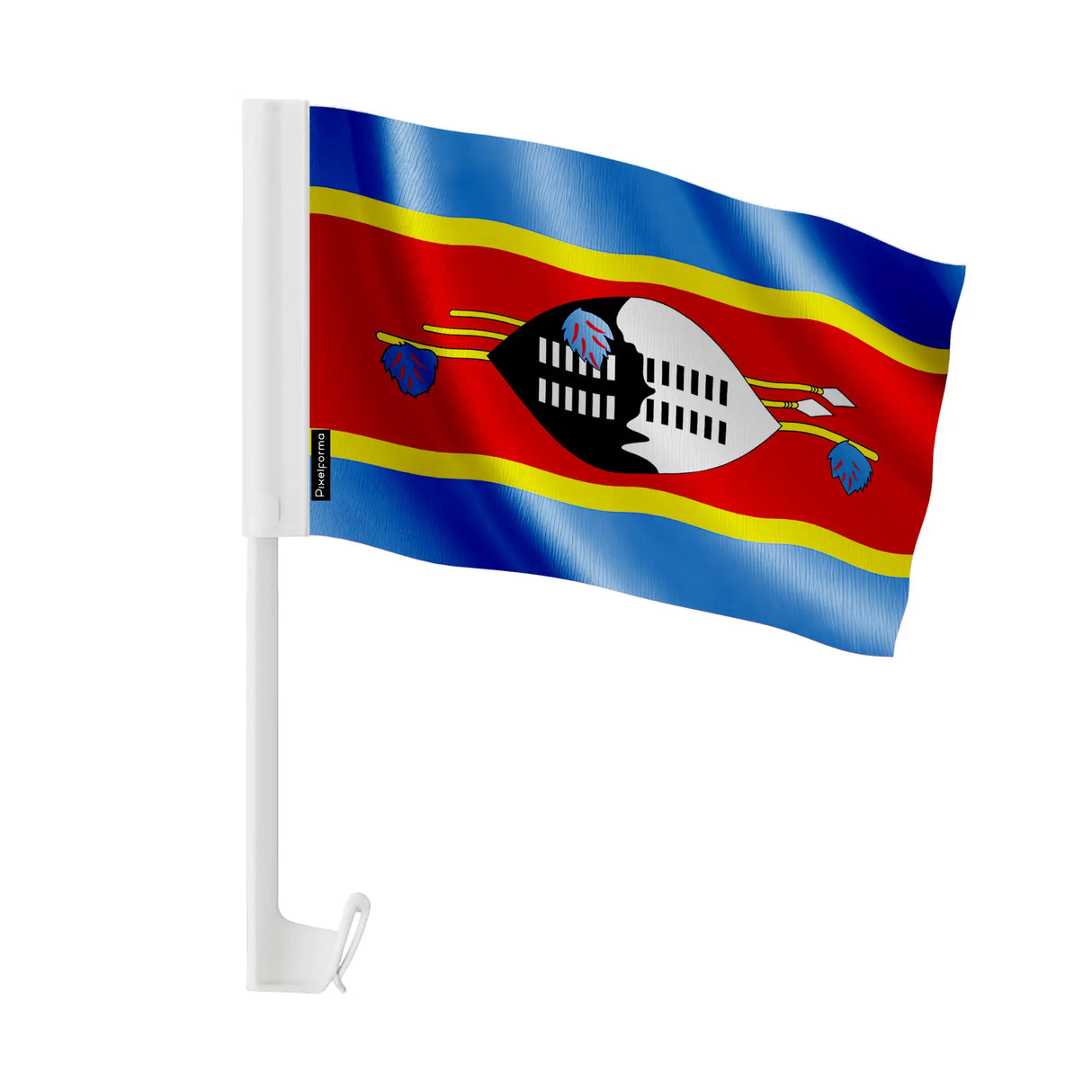 Drapeau voiture eswatini polyester fixation sur fenêtre