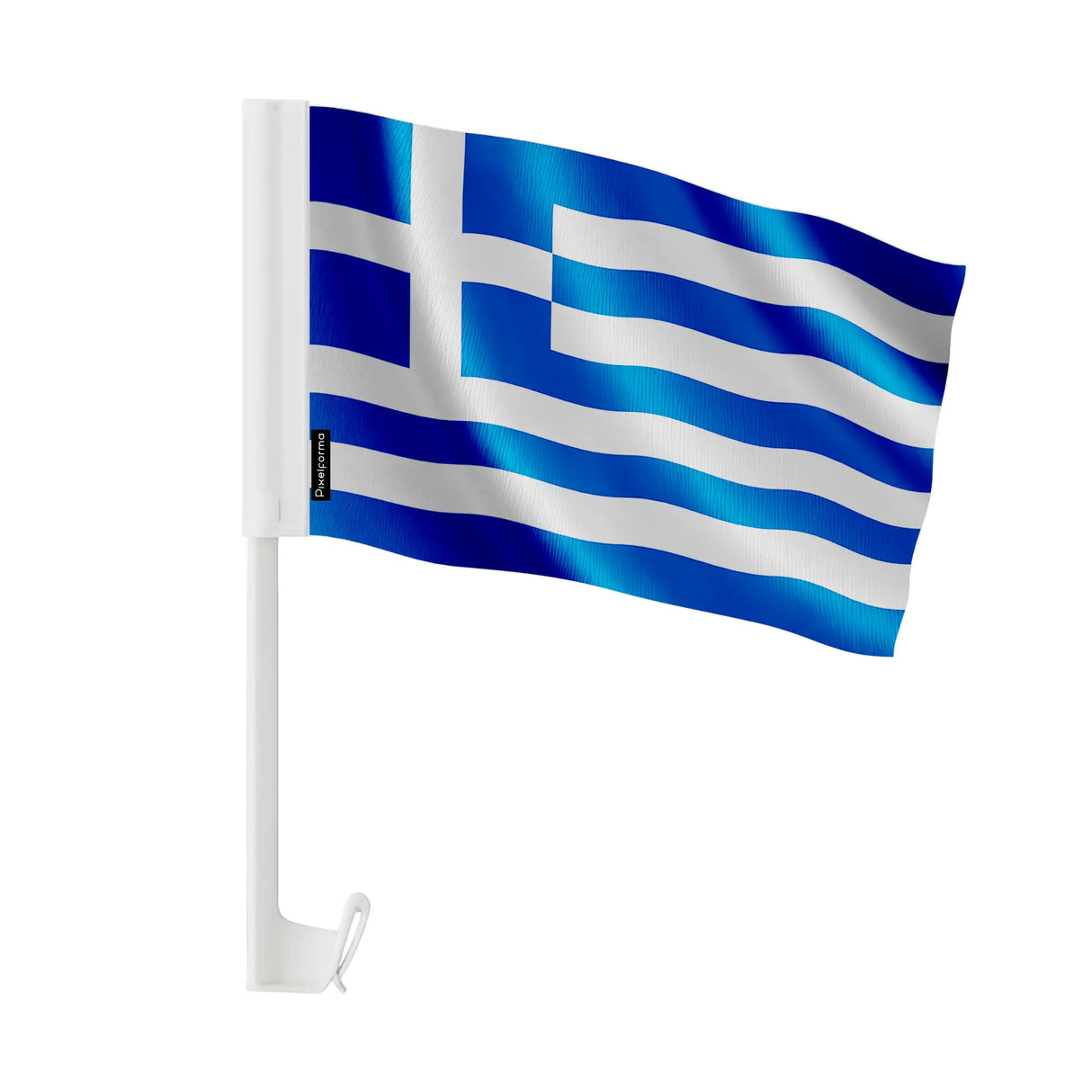 Drapeau voiture grèce en polyester fixation sur fenêtre