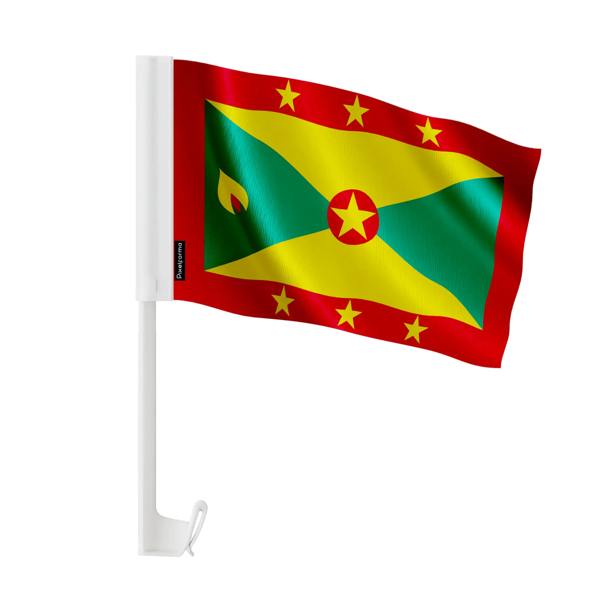 Drapeau voiture grenade en polyester fixation fenêtre