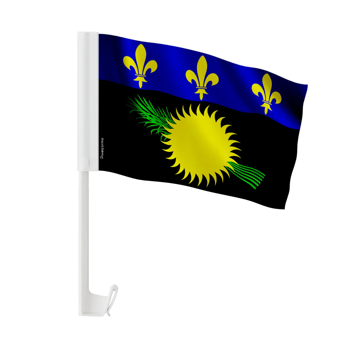 Drapeau voiture guadeloupe polyester fixation sur fenêtre