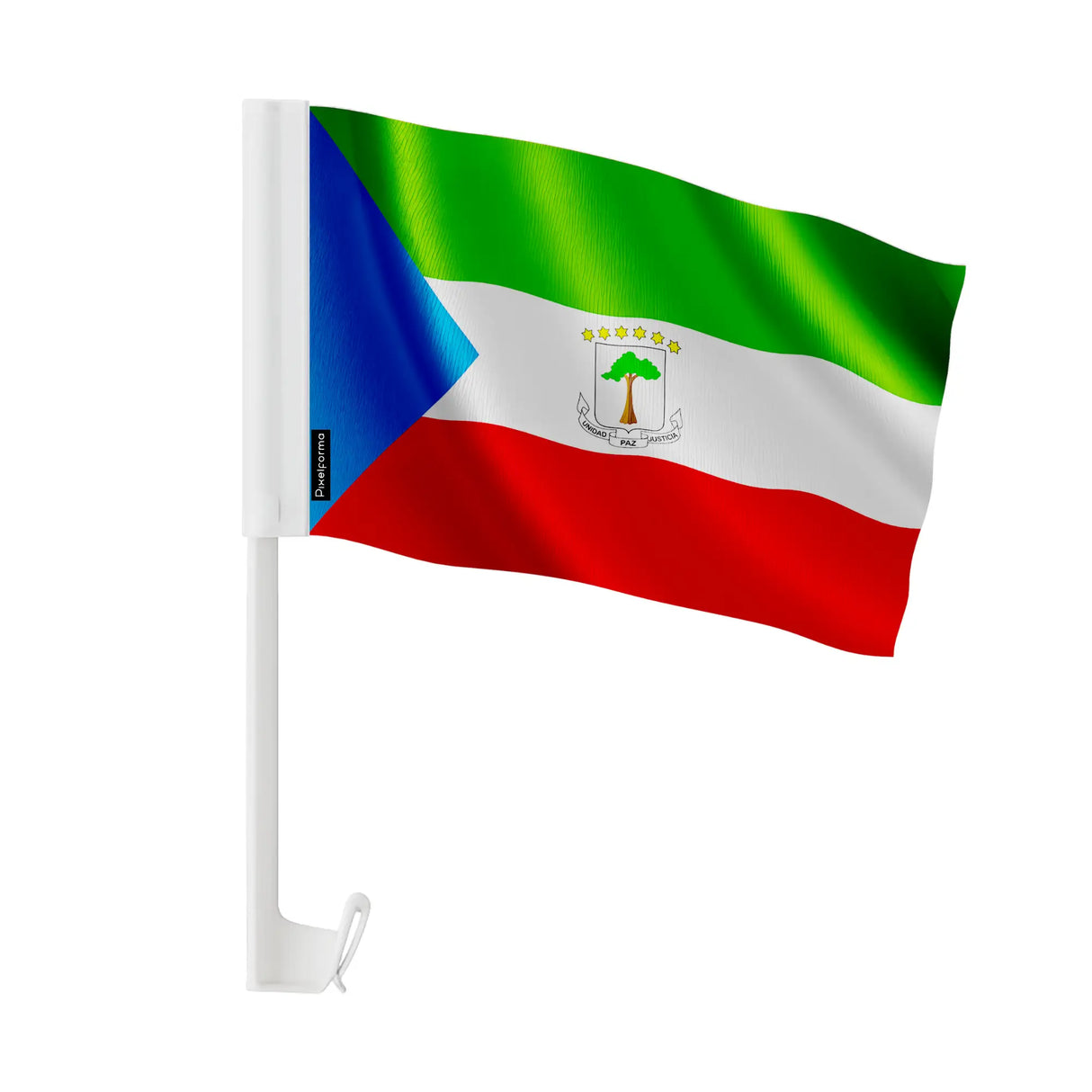 Drapeau voiture guinée équatoriale polyester fixation fenêtre