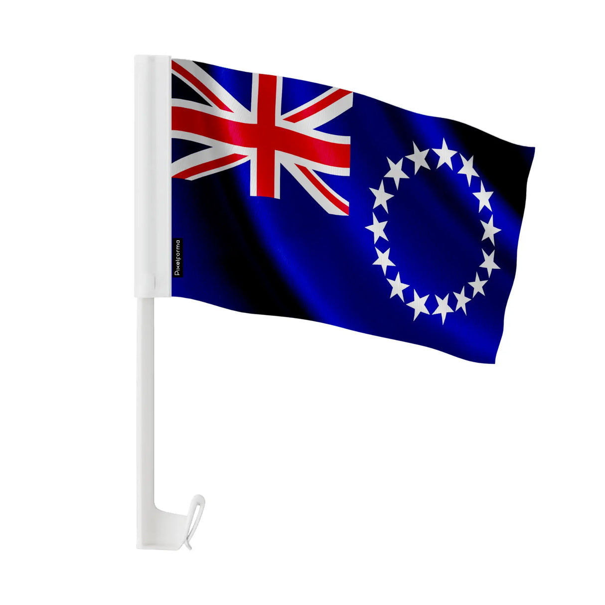 Drapeau voiture îles cook polyester fixation sur fenêtre