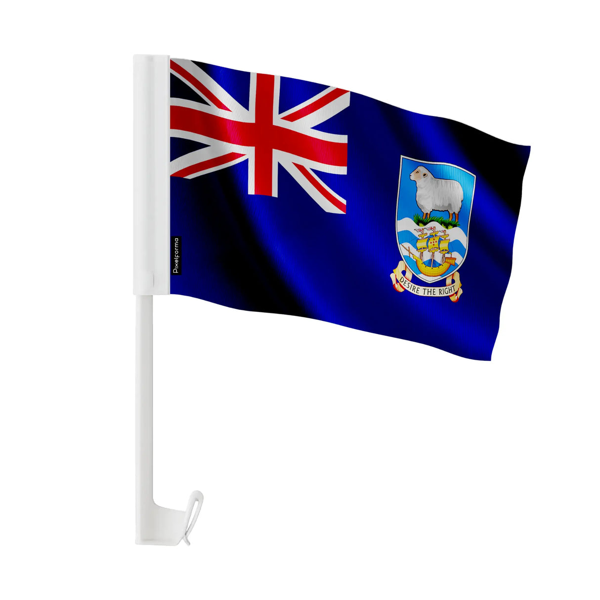 Drapeau voiture îles malouines polyester fixation fenêtre