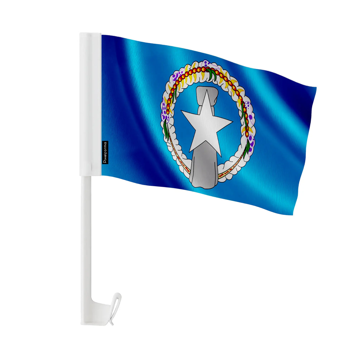 Drapeau voiture îles mariannes polyester fixation fenêtre