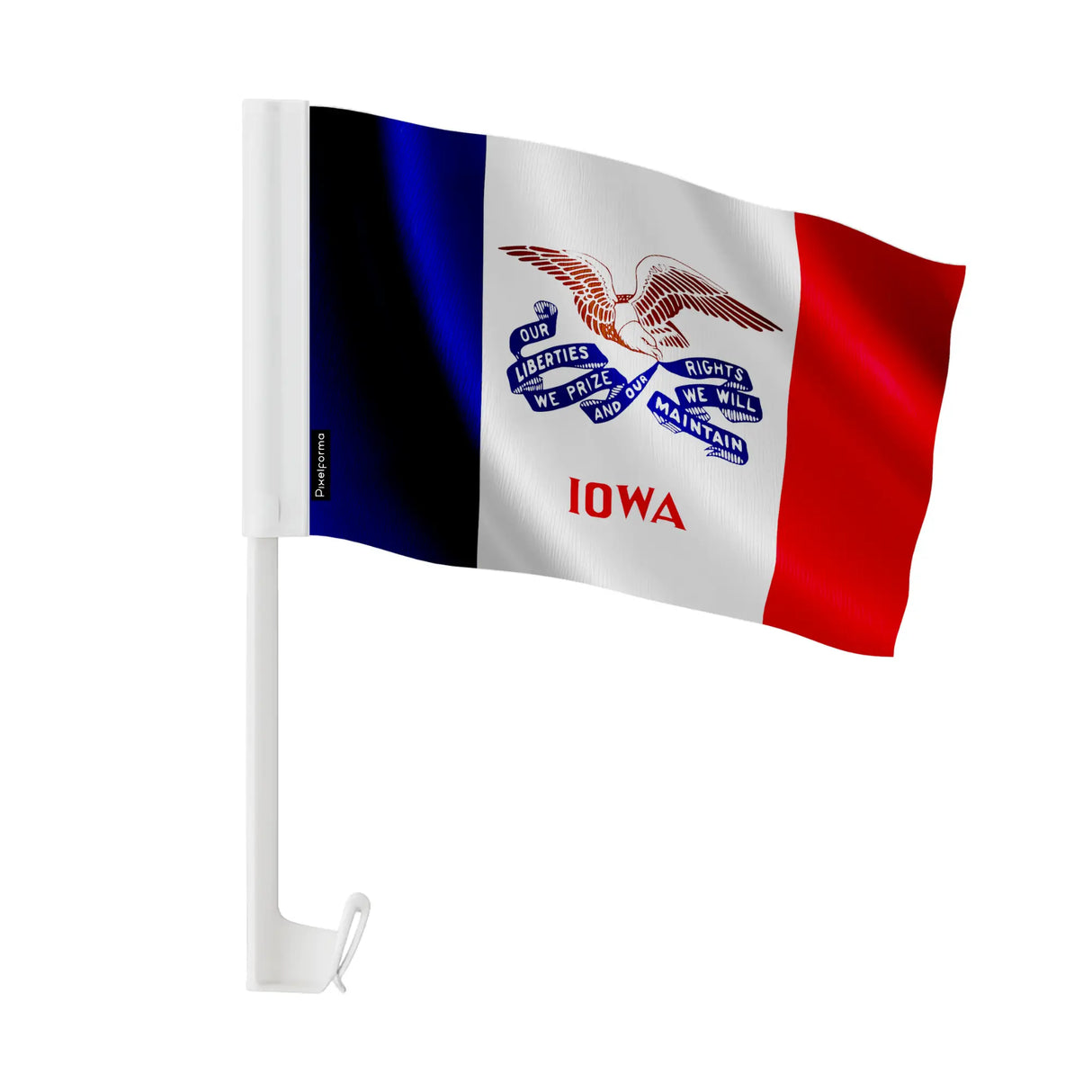 Drapeau voiture iowa polyester fixation sur vitre latérale
