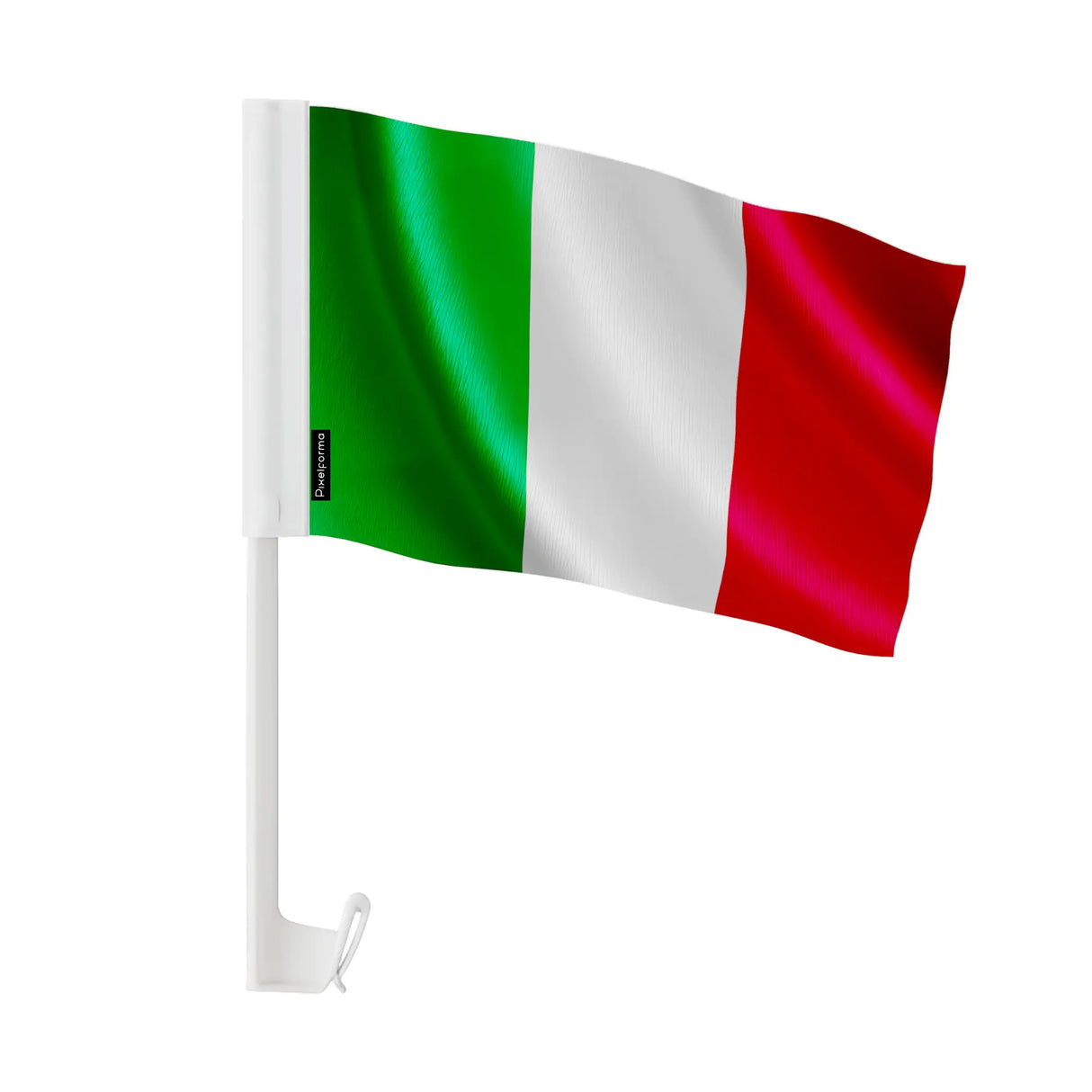 Drapeau voiture italie polyester fixation sur fenêtre