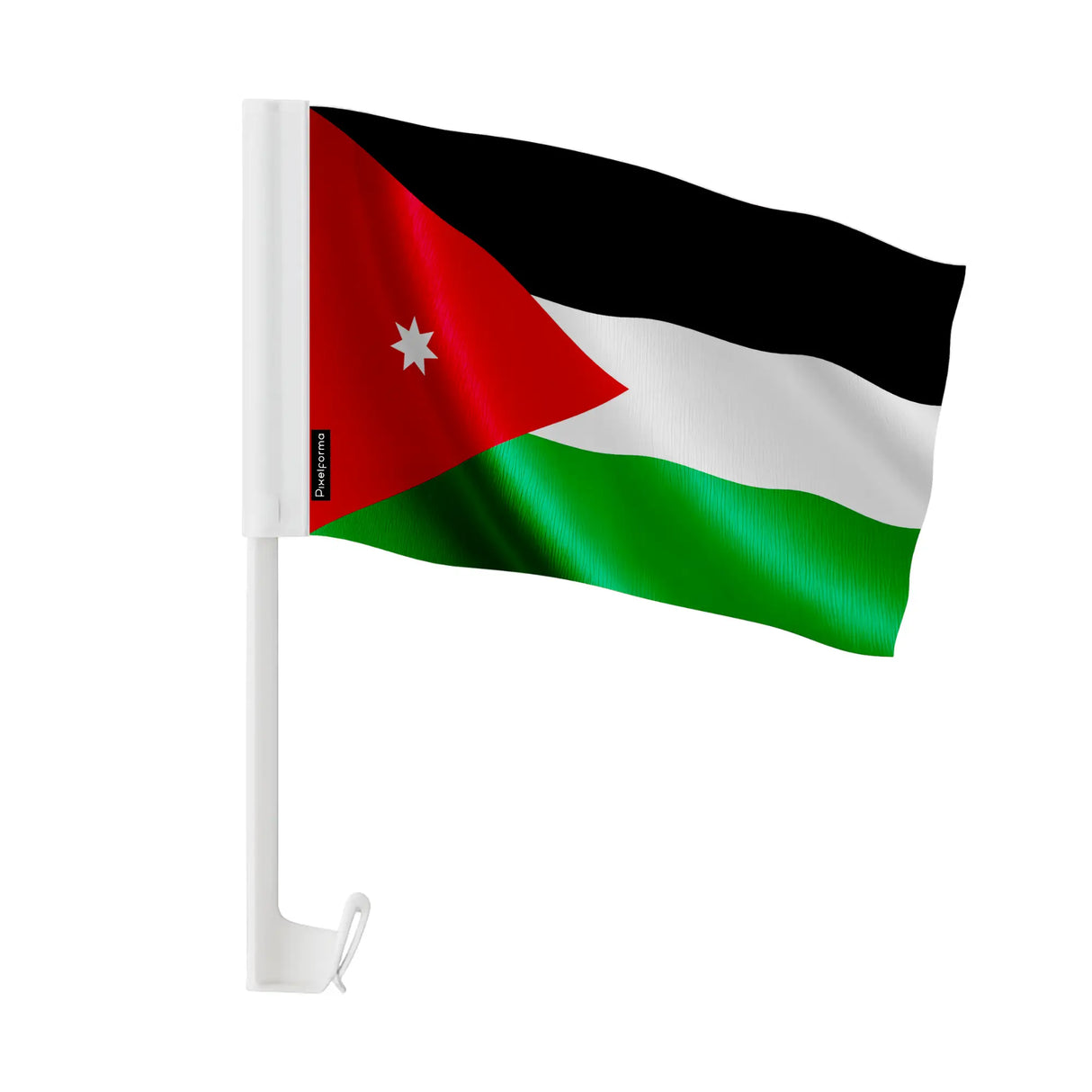Drapeau voiture jordanie polyester fixation sur fenêtre