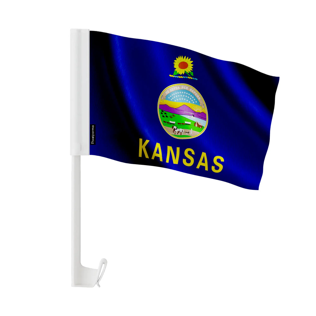 Drapeau voiture kansas polyester fixation vitre latérale