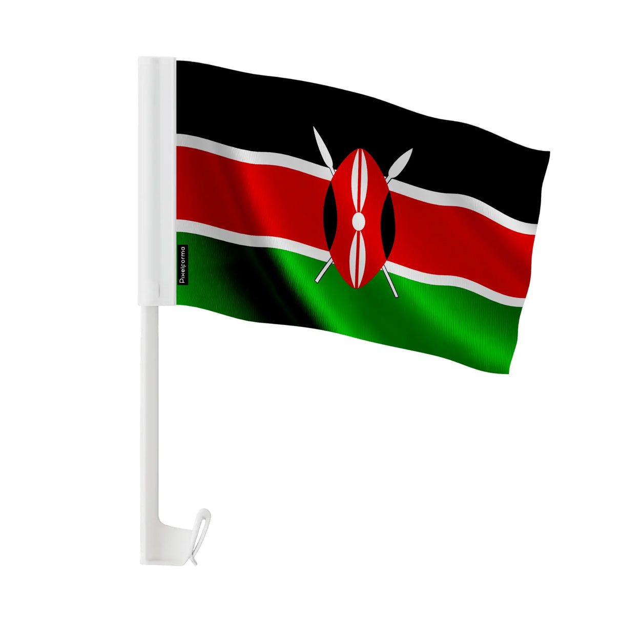 Drapeau voiture kenya en polyester fixation sur fenêtre