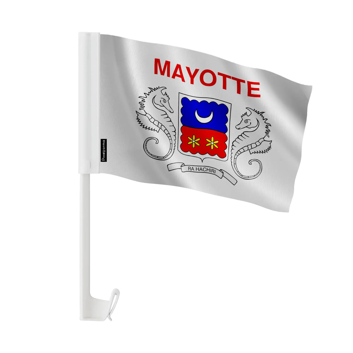 Drapeau voiture mayotte en polyester fixation sur fenêtre
