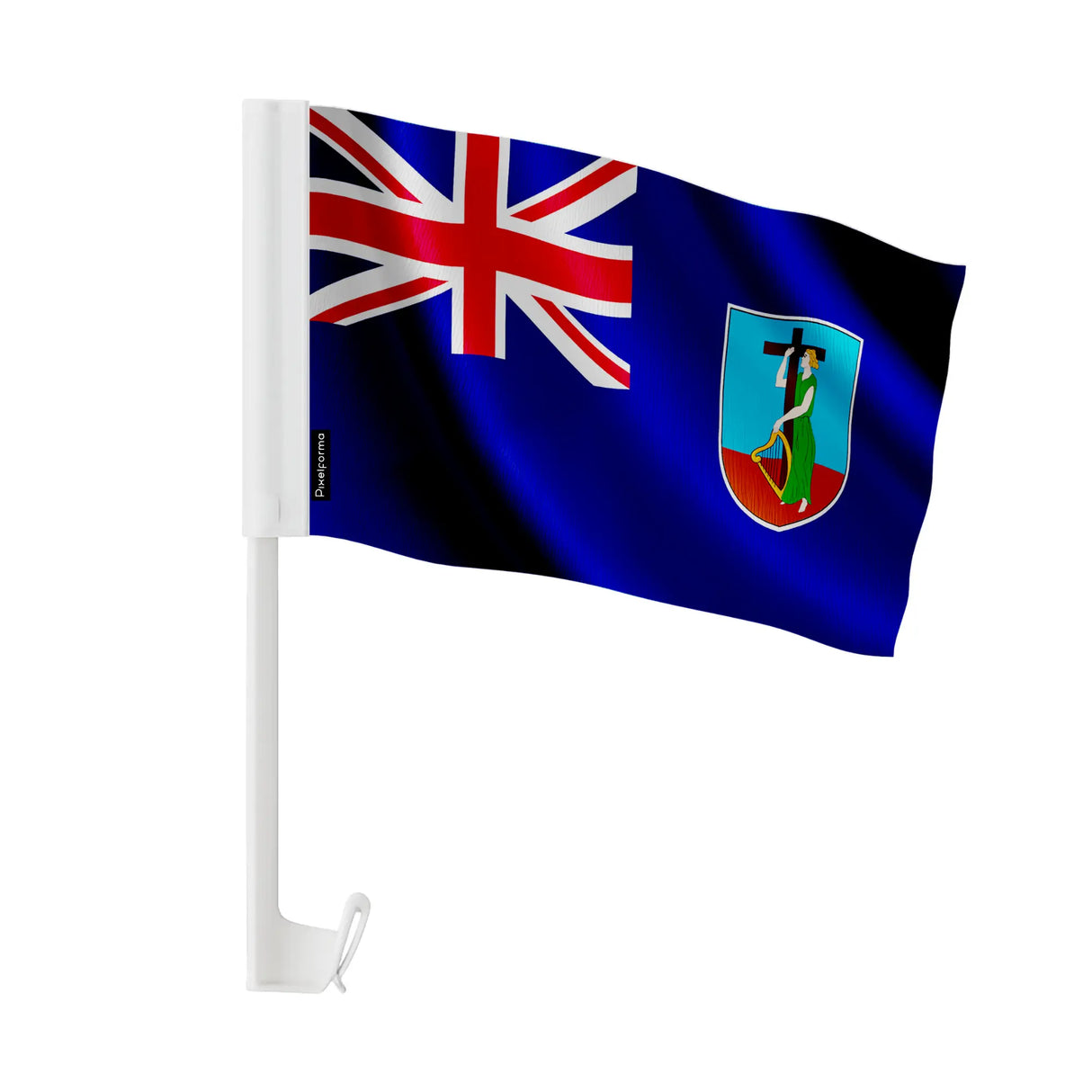 Drapeau voiture montserrat polyester fixation fenêtre durable