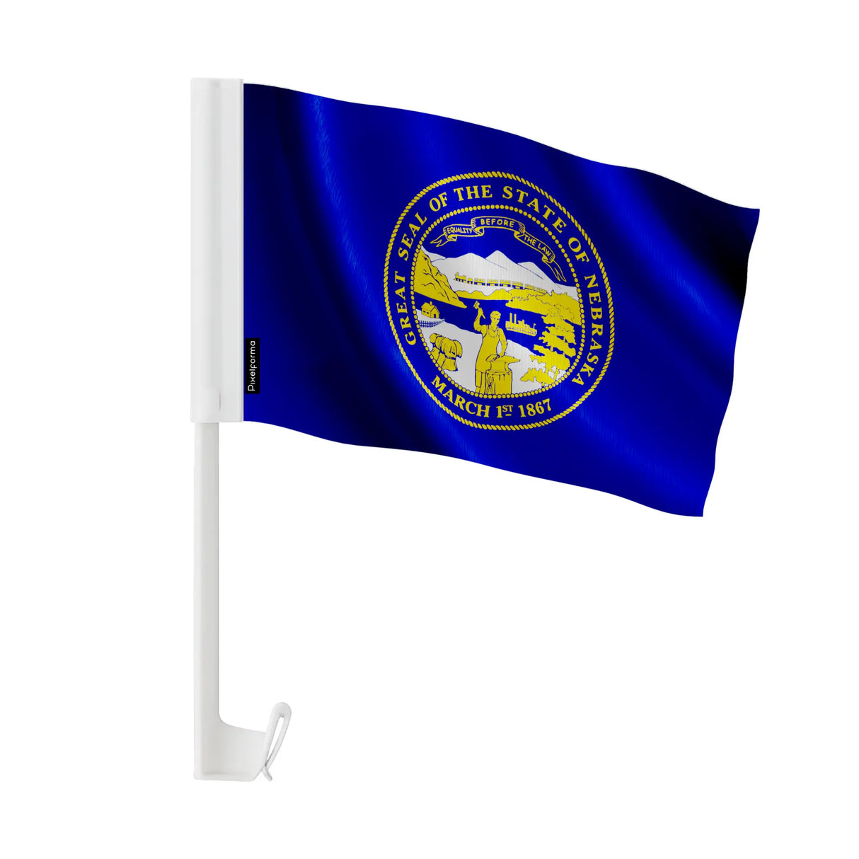 Drapeau voiture nebraska polyester fixation sur fenêtre