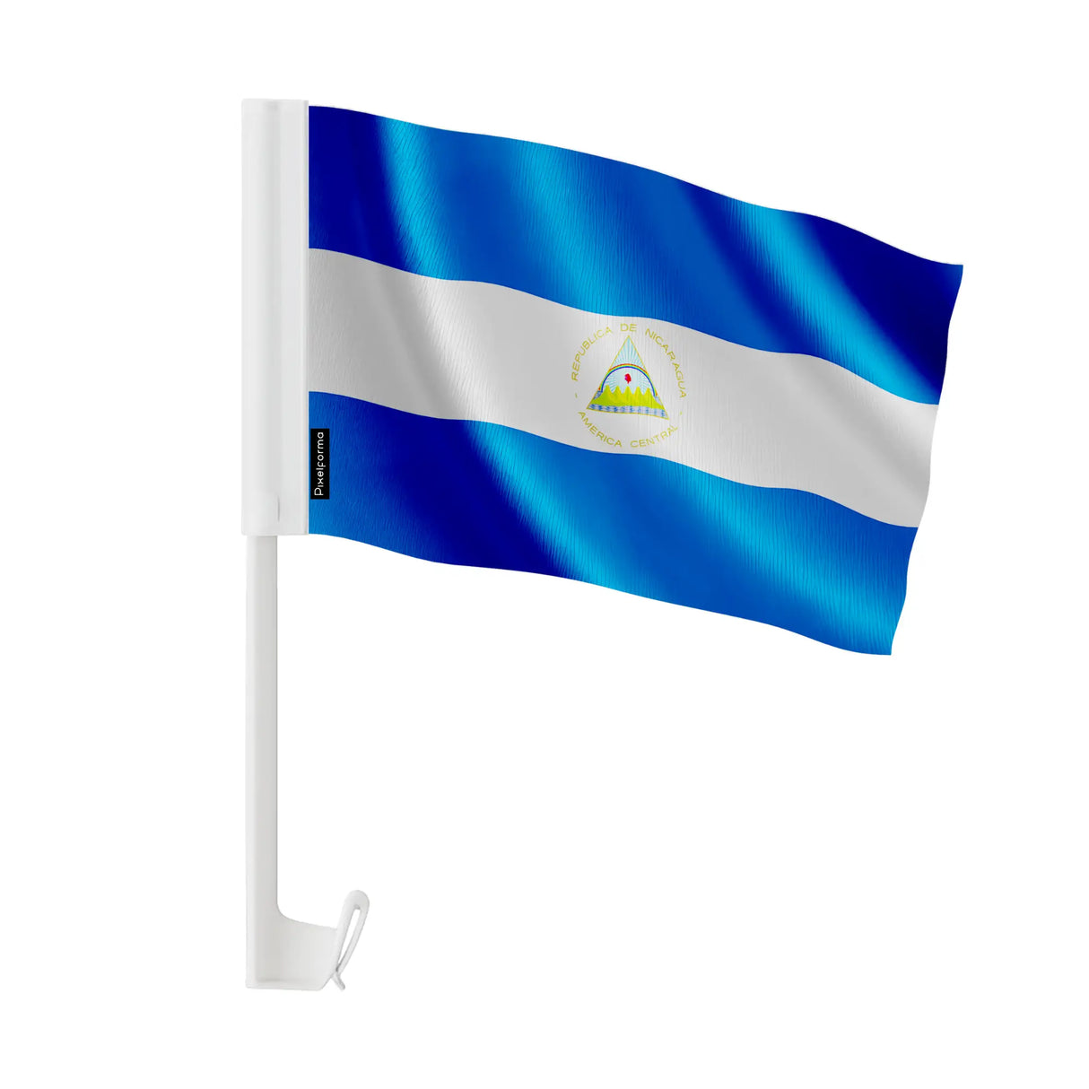 Drapeau voiture nicaragua polyester fixation fenêtre solide