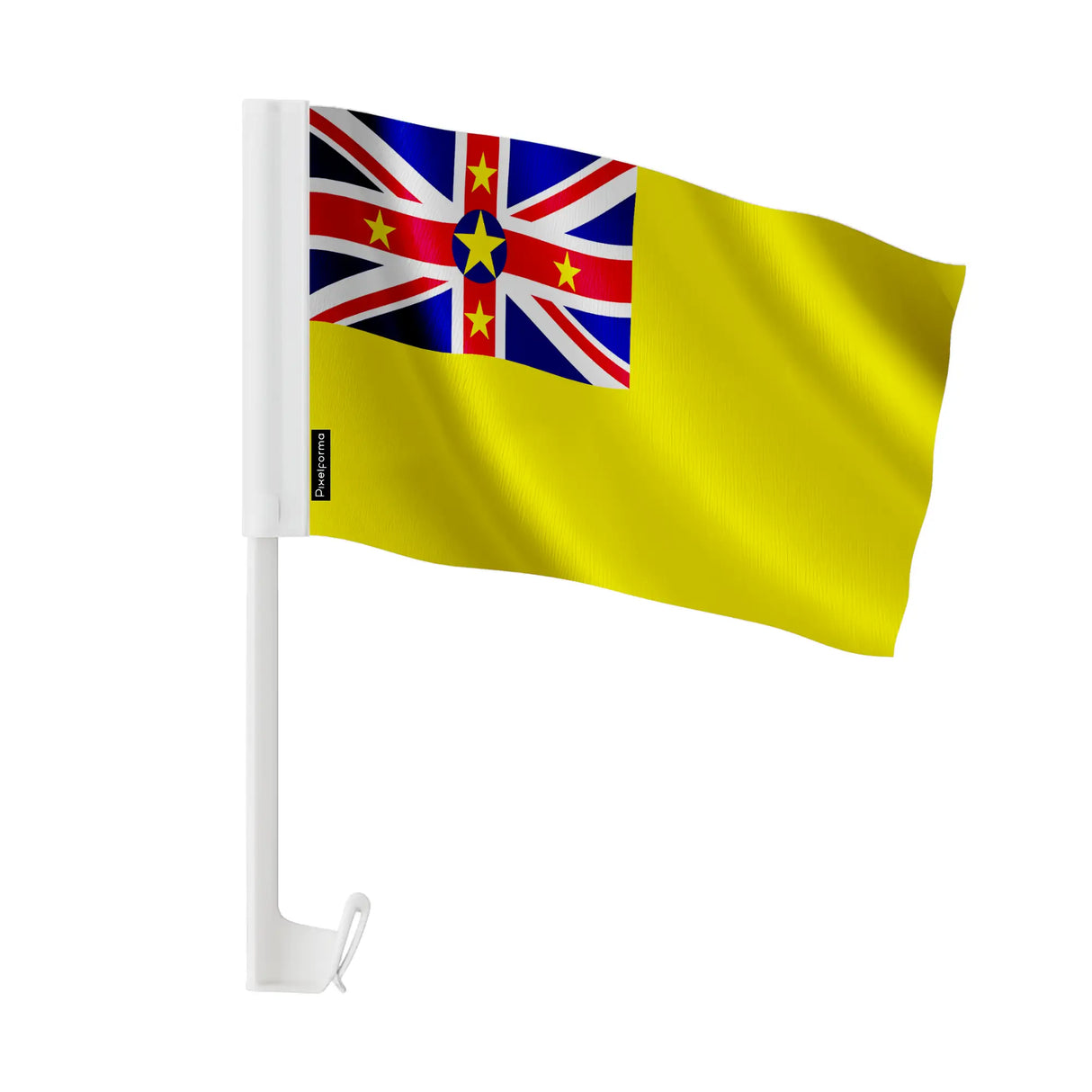 Drapeau voiture niue polyester fixation sur fenêtre