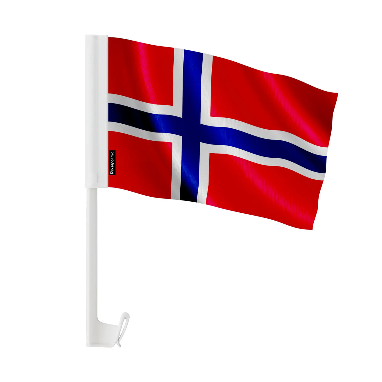 Drapeau voiture norvège polyester fixation sur fenêtre
