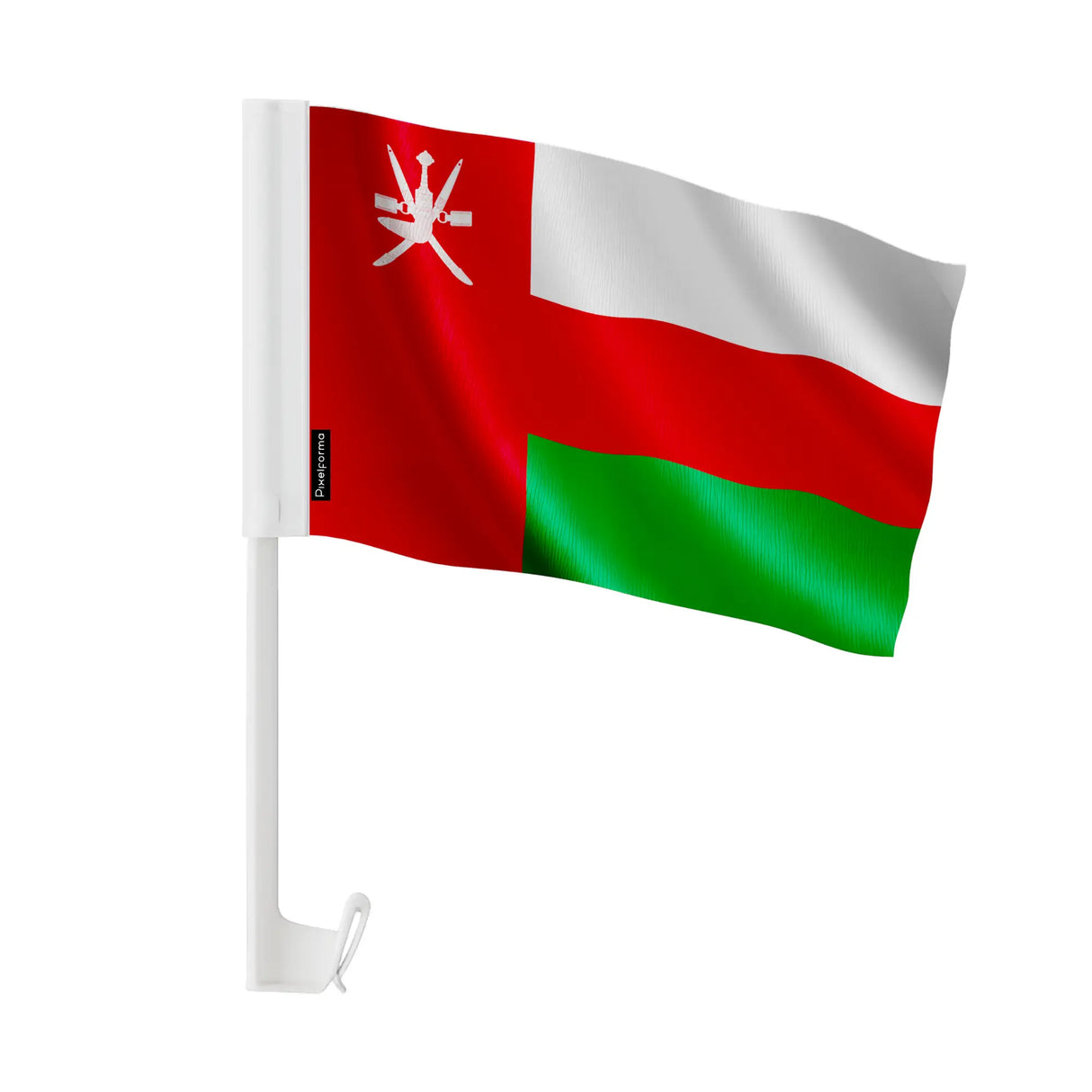 Drapeau voiture oman en polyester fixation sur fenêtre