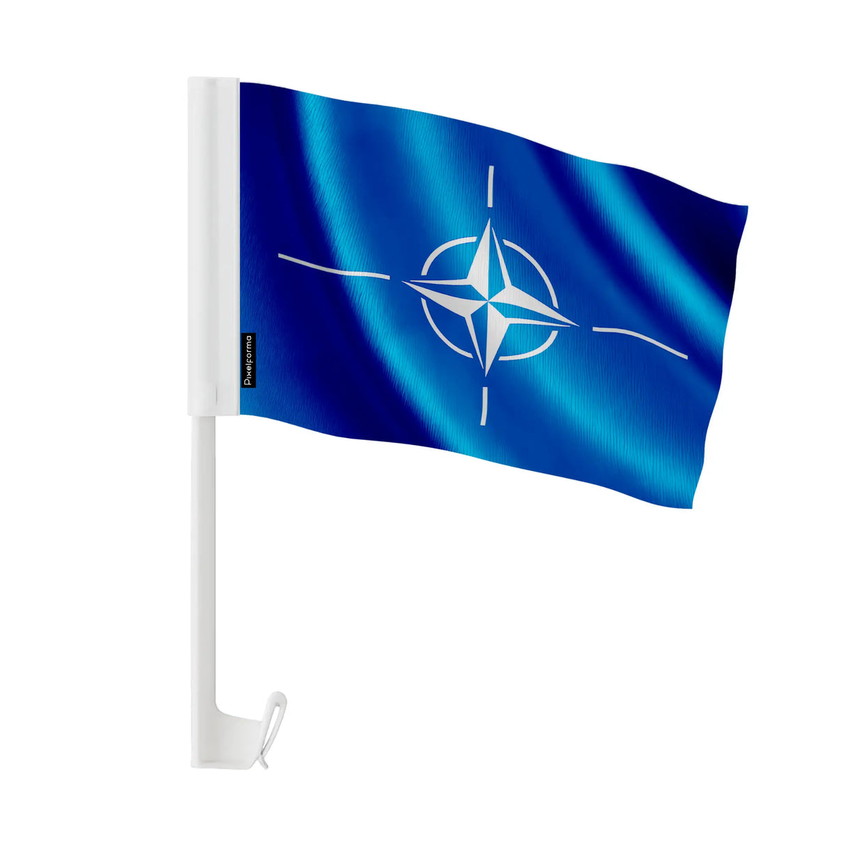 Drapeau voiture otan en polyester fixation vitre latérale