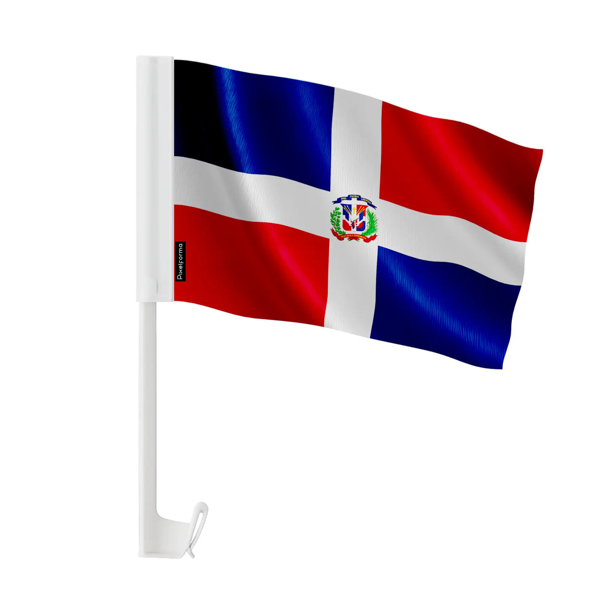 Drapeau voiture république dominicaine polyester fixation fenêtre