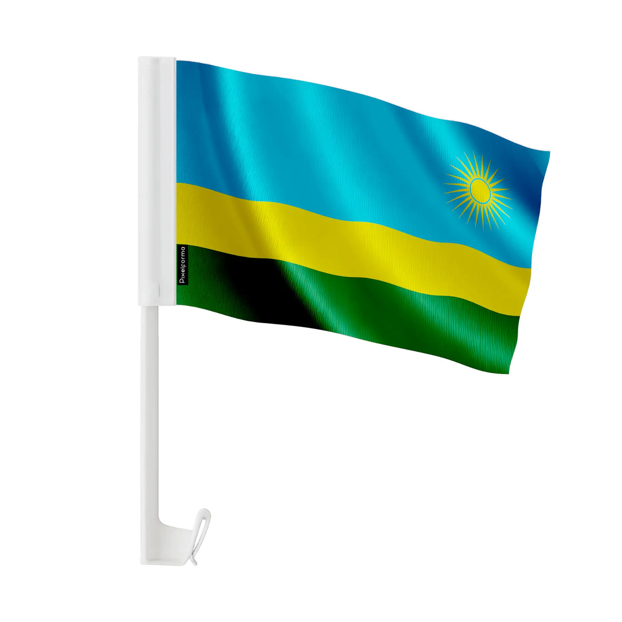 Drapeau voiture rwanda polyester fixation sur fenêtre