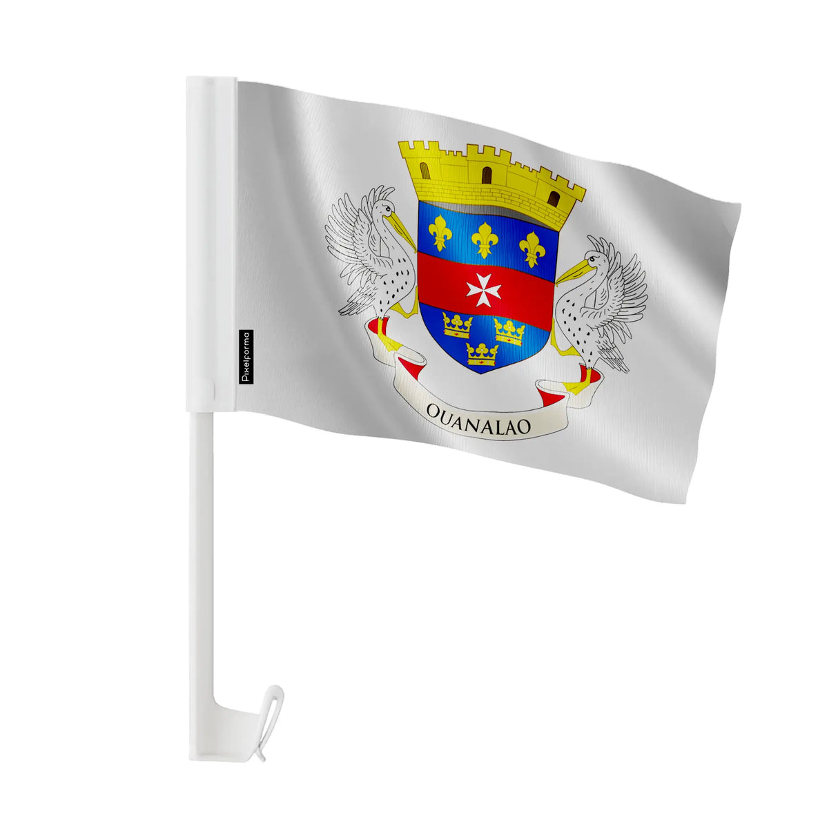 Drapeau voiture saint-barthélemy polyester fixation fenêtre