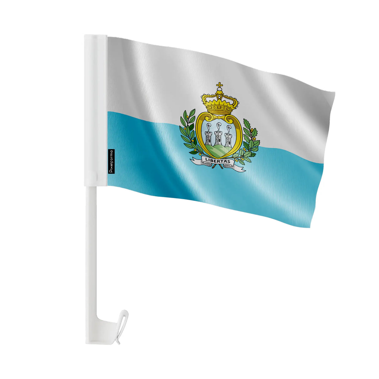 Drapeau voiture saint-marin polyester fixation fenêtre