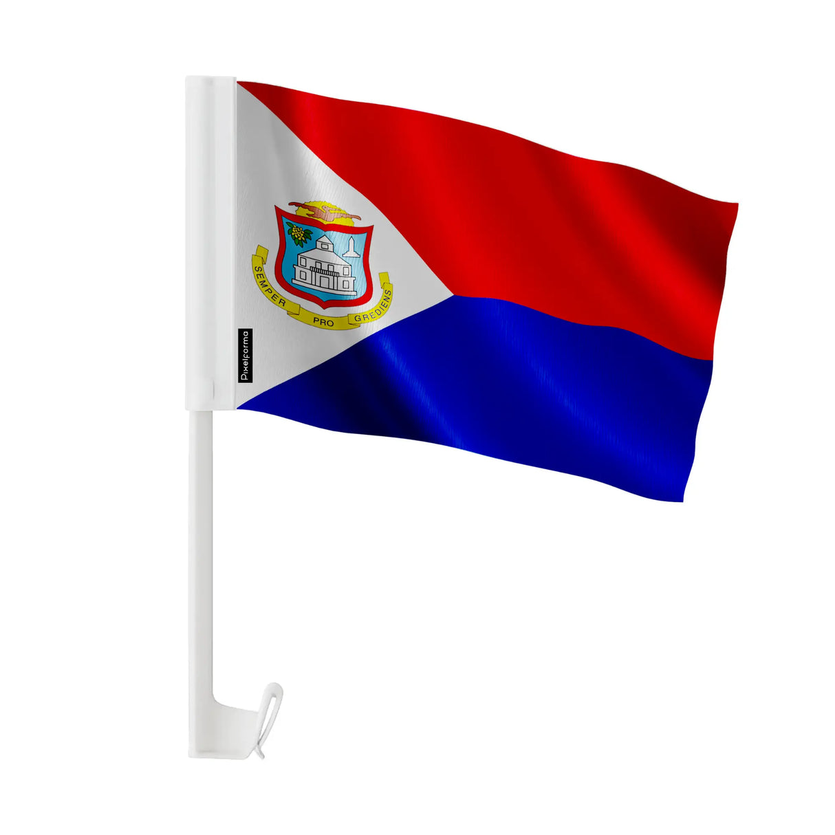 Drapeau voiture saint-martin polyester fixation fenêtre