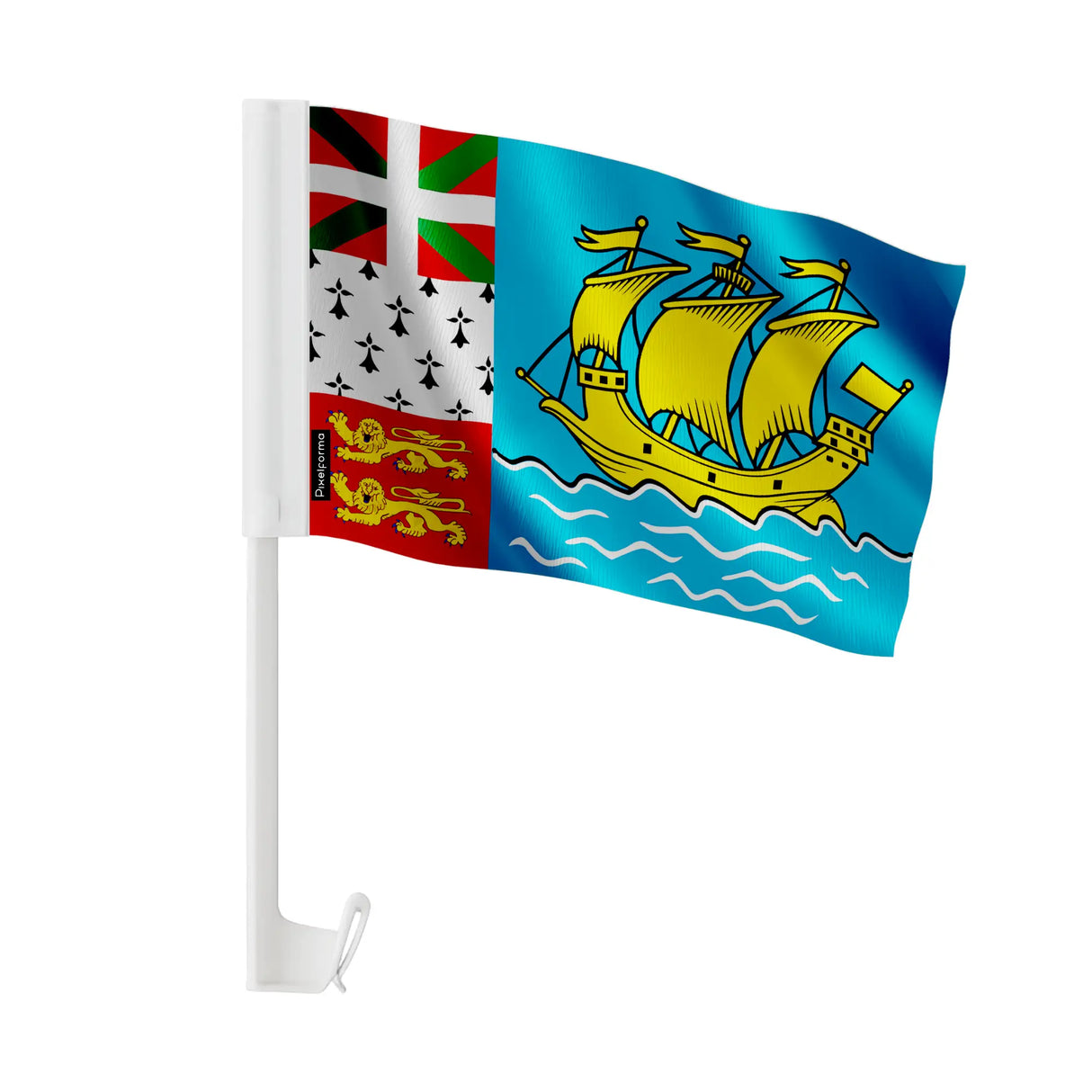 Drapeau voiture saint-pierre-et-miquelon polyester fixation fenêtre