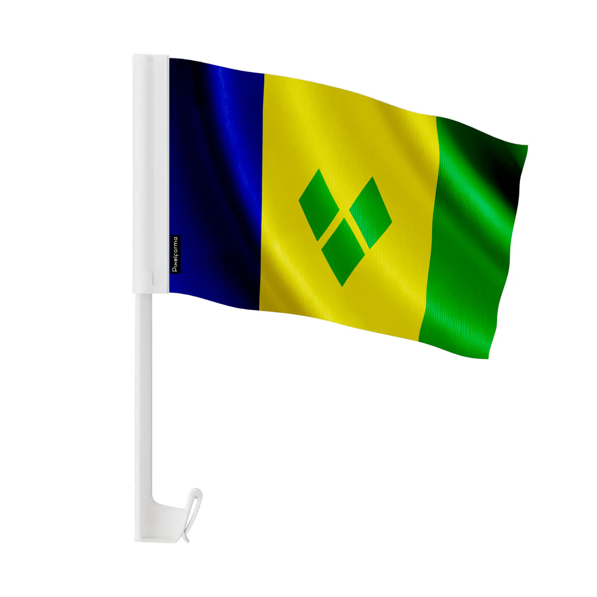 Drapeau voiture saint-vincent polyester fixation fenêtre